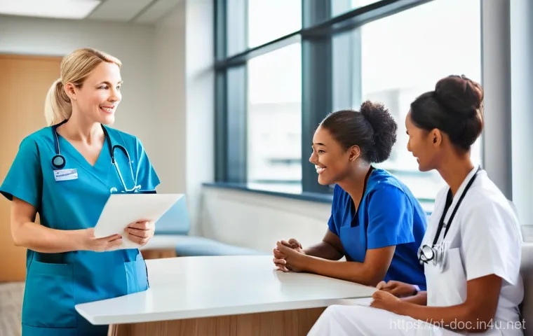 의료 현장에서 배운 팀 리더십 - **Prompt:** A diverse group of 5-7 healthcare professionals, including doctors, nurses, and technici...