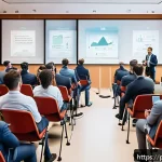 Home 23 전문의 학회 발표 준비법 - A professional medical conference scene featuring a diverse audience of students and renowned specia...